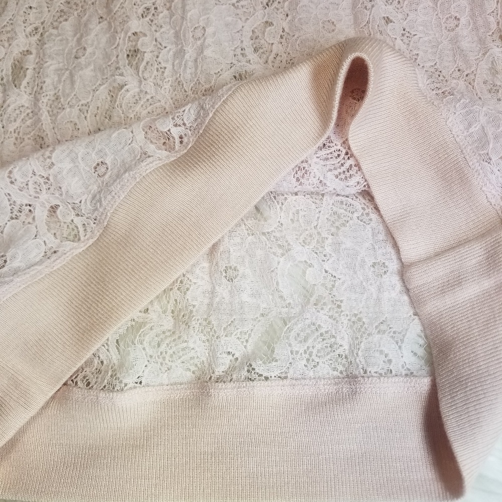 Loft Blush Pink Lace Pullover XSmall - Picture 6 of 8